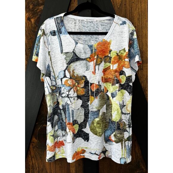 San Francisco Brand Watercolor Bling Abstract T Shirt Women’s Size XL - Picture 1 of 7